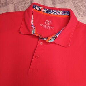Bugatchi Uomo Golf Polo Shirt 1/4 Mens L? Flip Cuff Stretch Performance Cotton